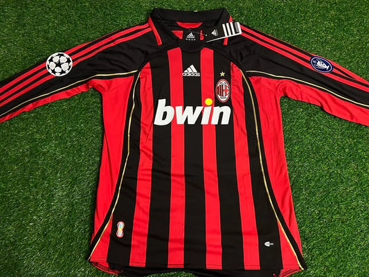 UEFA AC MILAN 0607 RETRO LONG SLEEVES KAKA’ #22 AND MALDINI #10 HOME JERSEY