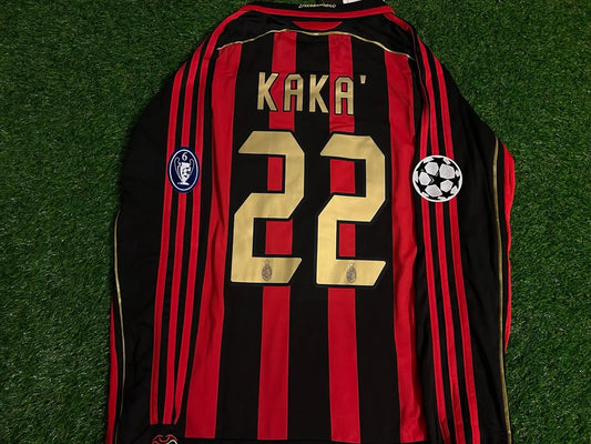 UEFA AC MILAN 0607 RETRO LONG SLEEVES KAKA’ #22 AND MALDINI #10 HOME JERSEY
